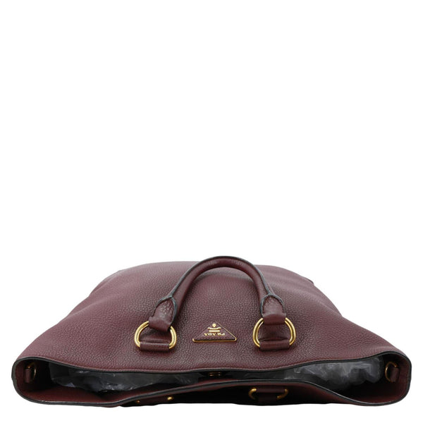PRADA Vitello Daino Pebbled Calfskin Leather Shopping Tote Bag Burgundy
