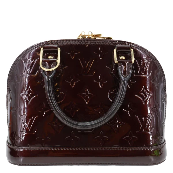 LOUIS VUITTON Alma BB Monogram Vernis Leather Satchel Bag Amarante