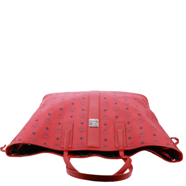 MCM Reversible Liz Large Visetos Canvas Shopper Tote Bag Red