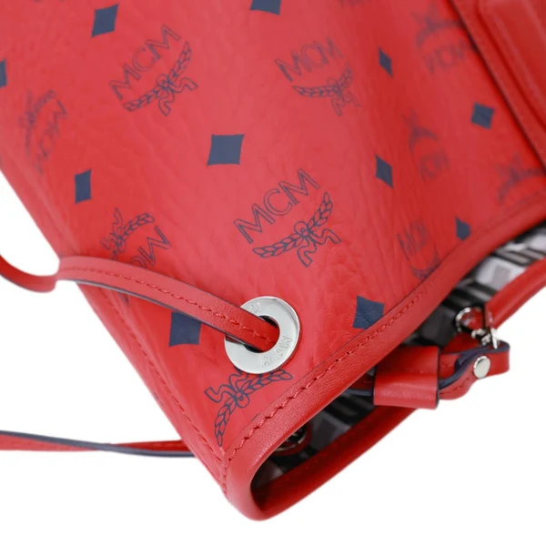 MCM Reversible Liz Large Visetos Canvas Shopper Tote Bag Red