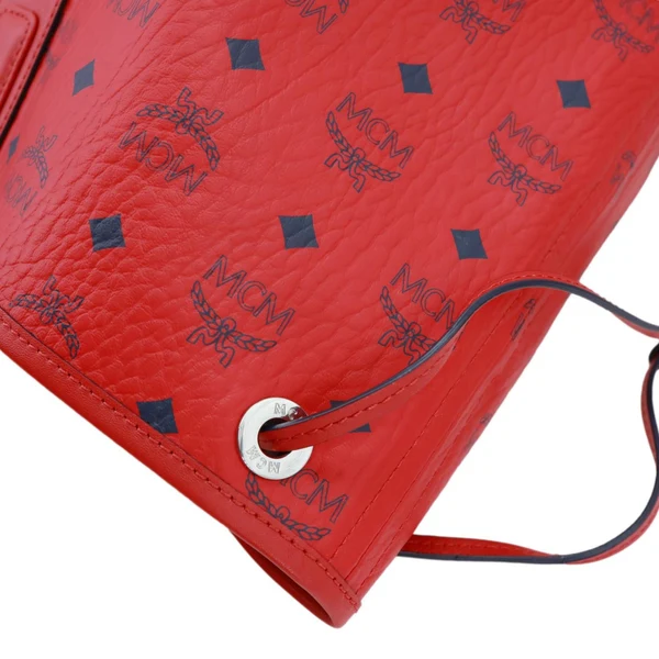MCM Reversible Liz Large Visetos Canvas Shopper Tote Bag Red