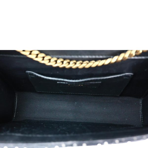 YVES SAINT LAURENT Envelope Polka Dot Chevron Leather Crossbody Bag Black