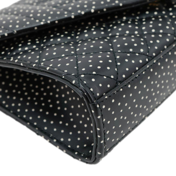 YVES SAINT LAURENT Envelope Polka Dot Chevron Leather Crossbody Bag Black