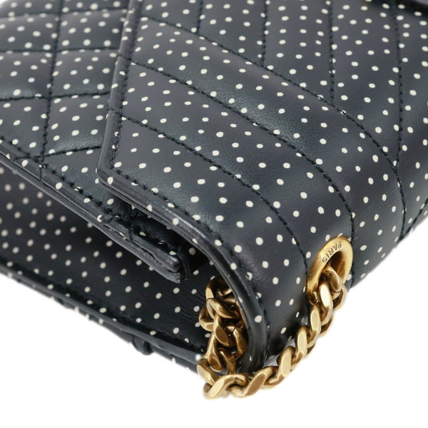 YVES SAINT LAURENT Envelope Polka Dot Chevron Leather Crossbody Bag Black