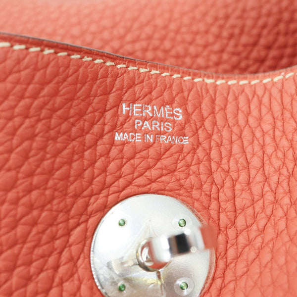 HERMES Lindy 30 Taurillon Clemence Leather Shoulder Bag Red