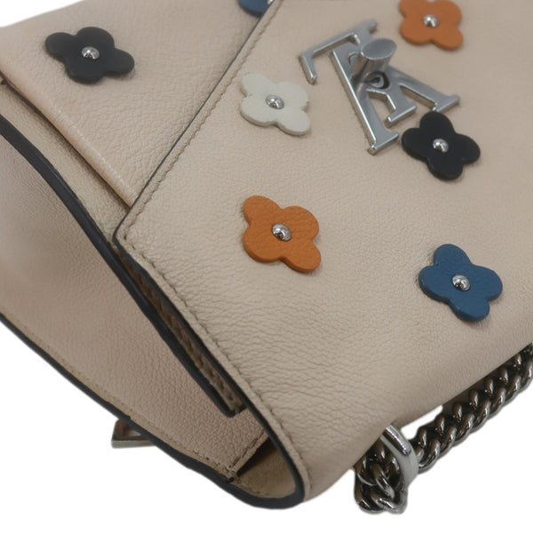 LOUIS VUITTON MyLockMe Fleurs BB Leather Chain Shoulder Bag Cream