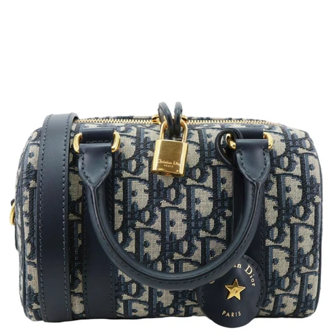 CHRISTIAN DIOR Groove 20 Oblique Jacquard Canvas Crossbody Bag Navy Blue