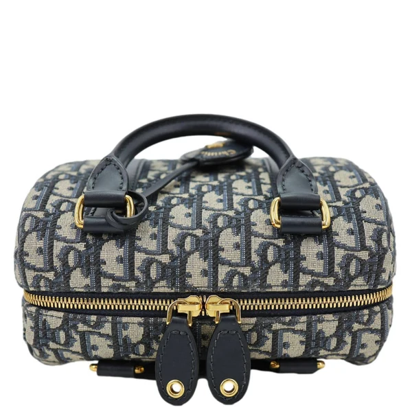 CHRISTIAN DIOR Groove 20 Oblique Jacquard Canvas Crossbody Bag Navy Blue