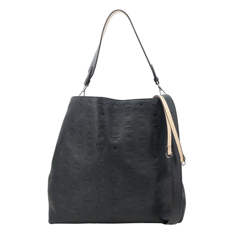 MCM Ottomar Klara Medium Monogram Calfskin Leather Hobo Bag Black