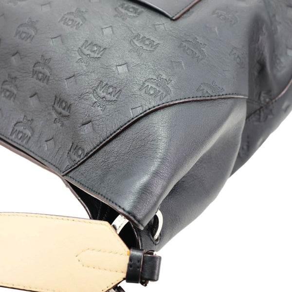 MCM Ottomar Klara Medium Monogram Calfskin Leather Hobo Bag Black