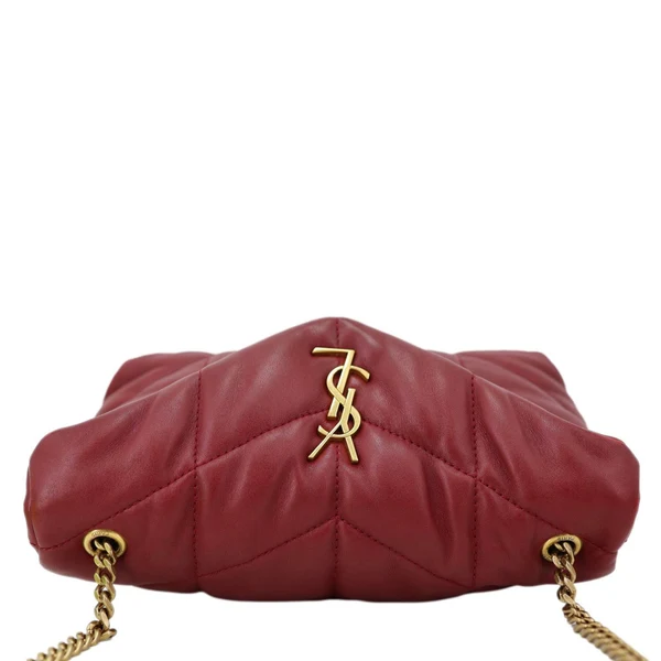 YVES SAINT LAURENT Toy Loulou Puffer Quilted Lambskin Leather Crossbody Bag Red
