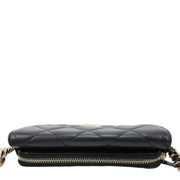 CHANEL Elegant CC Flap Quilted Lambskin Leather Chain Crossbody Bag Black