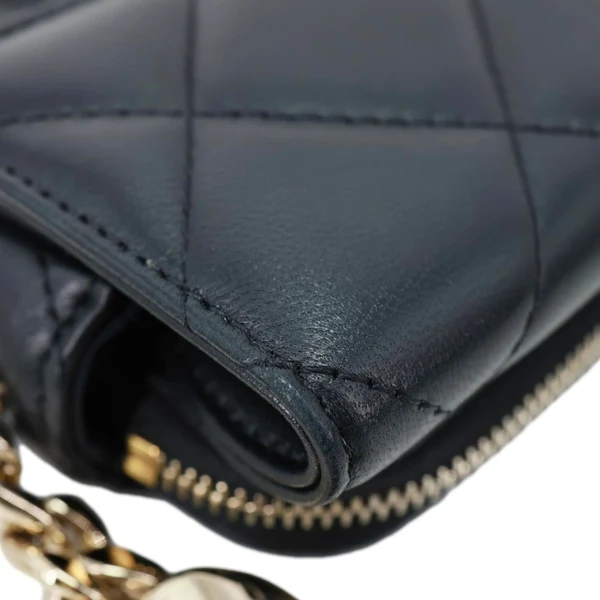 CHANEL Elegant CC Flap Quilted Lambskin Leather Chain Crossbody Bag Black
