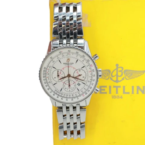 Breitling Montbrillant Navitimer Chronograph Automatic Stainless Steel Off White Dial Watch A41370