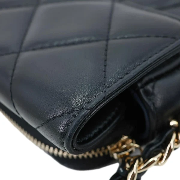 CHANEL Elegant CC Flap Quilted Lambskin Leather Chain Crossbody Bag Black