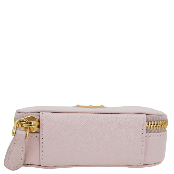 PRADA Mini Saffiano Leather Zip Crossbody Bag Pink
