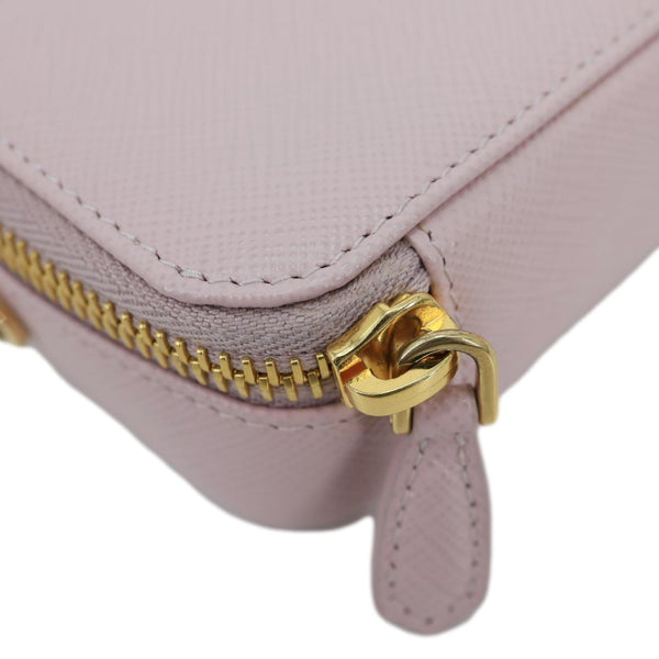 PRADA Mini Saffiano Leather Zip Crossbody Bag Pink