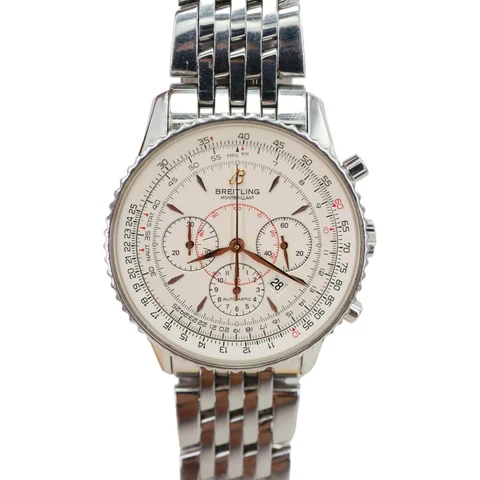 Breitling Montbrillant Navitimer Chronograph Automatic Stainless Steel Off White Dial Watch A41370