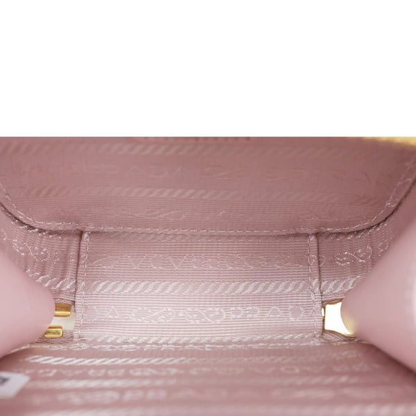 PRADA Mini Saffiano Leather Zip Crossbody Bag Pink