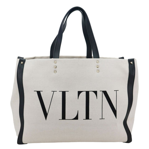 VALENTINO GARAVANI VLNT Small Canvas Tote Bag White