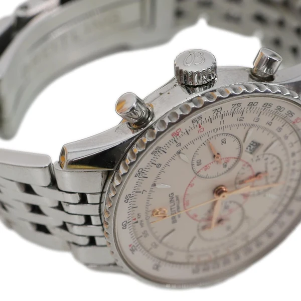 Breitling Montbrillant Navitimer Chronograph Automatic Stainless Steel Off White Dial Watch A41370