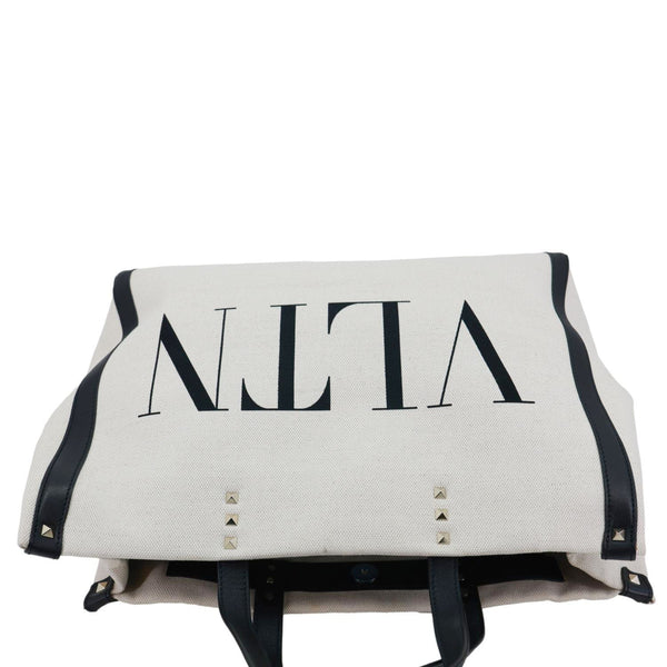 VALENTINO GARAVANI VLNT Small Canvas Tote Bag White