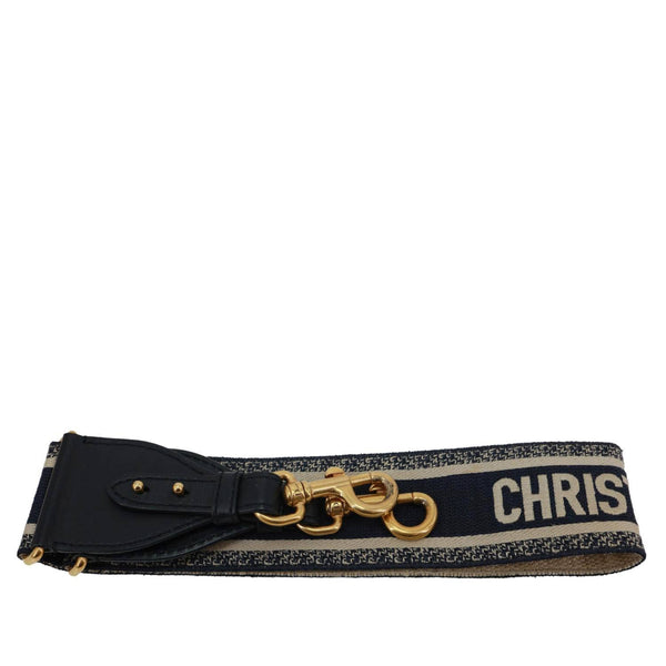 CHRISTIAN DIOR Embroidered Oblique Canvas Shoulder Strap Black