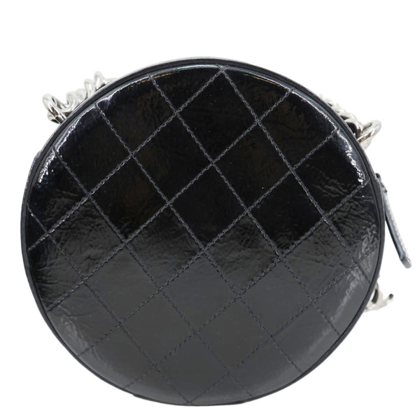 CHANEL Round as Earth Patent Leather Crossbody Bag Black