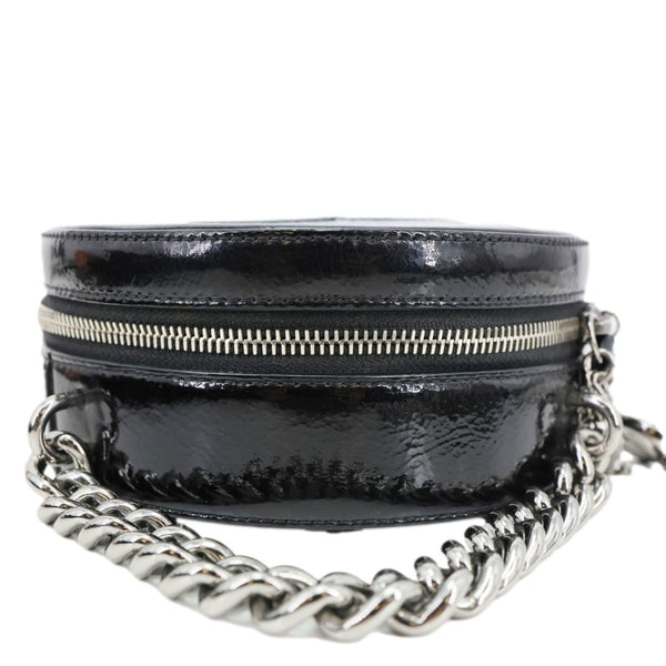 CHANEL Round as Earth Patent Leather Crossbody Bag Black