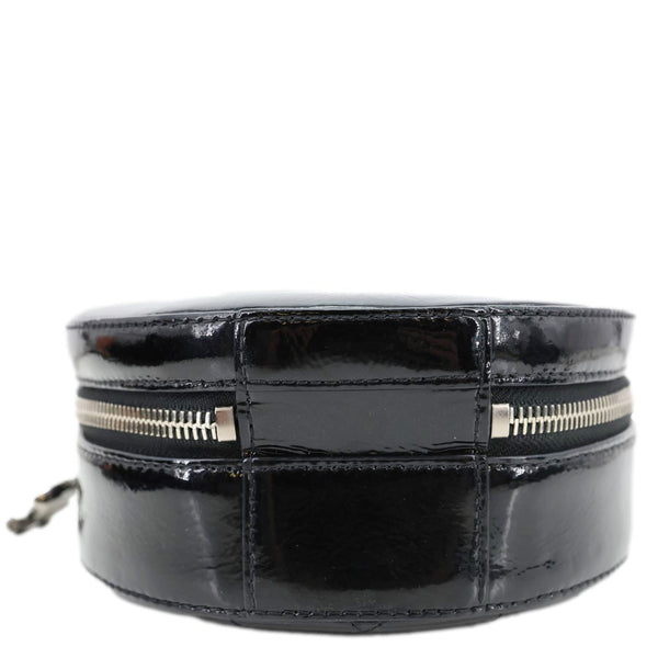CHANEL Round as Earth Patent Leather Crossbody Bag Black