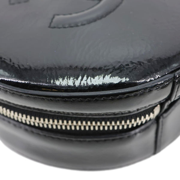 CHANEL Round as Earth Patent Leather Crossbody Bag Black
