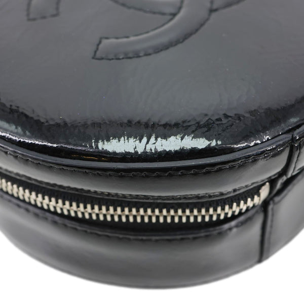 CHANEL Round as Earth Patent Leather Crossbody Bag Black