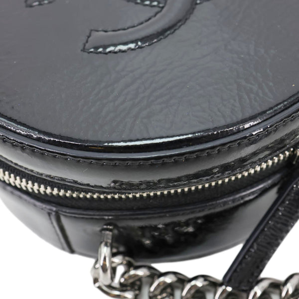 CHANEL Round as Earth Patent Leather Crossbody Bag Black