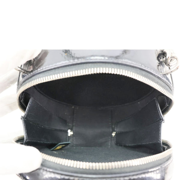 CHANEL Round as Earth Patent Leather Crossbody Bag Black