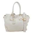 PRADA Vitello Daino Leather Tote Bag White