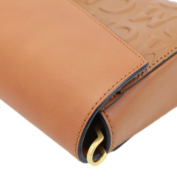 MCM Millie Flap Embossed Leather Wallet Shoulder Bag Cognac