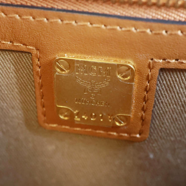 MCM Millie Flap Embossed Leather Wallet Shoulder Bag Cognac
