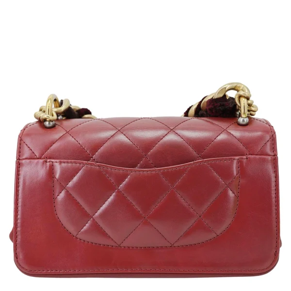 CHANEL Straight Lined Flap Mini Quilted Calfskin Leather Crossbody Bag Red