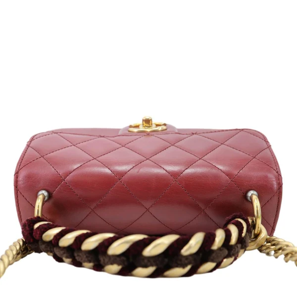 CHANEL Straight Lined Flap Mini Quilted Calfskin Leather Crossbody Bag Red