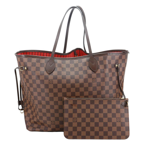LOUIS VUITTON Neverfull GM Damier Ebene Tote Bag Brown