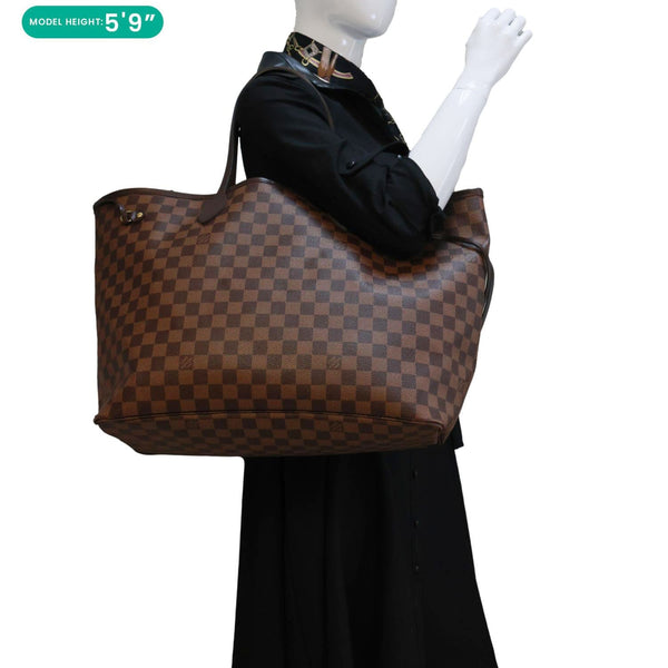 LOUIS VUITTON Neverfull GM Damier Ebene Tote Bag Brown