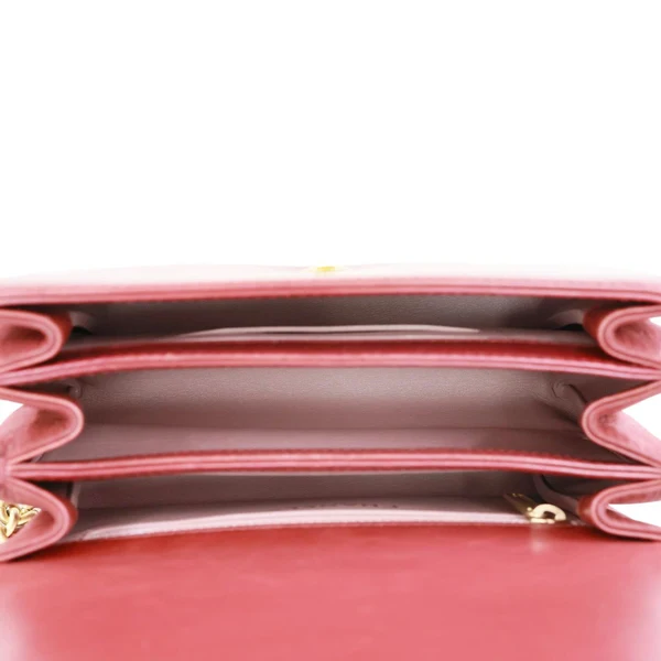 CHANEL Straight Lined Flap Mini Quilted Calfskin Leather Crossbody Bag Red