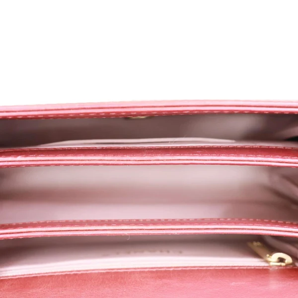 CHANEL Straight Lined Flap Mini Quilted Calfskin Leather Crossbody Bag Red