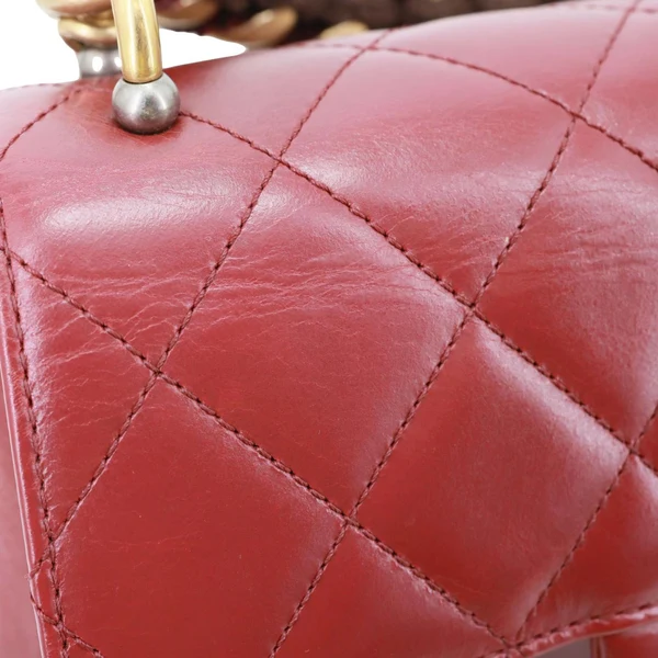 CHANEL Straight Lined Flap Mini Quilted Calfskin Leather Crossbody Bag Red