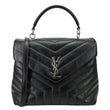 YVES SAINT LAURENT Loulou Quilted Leather Top Handle Shoulder Bag Black