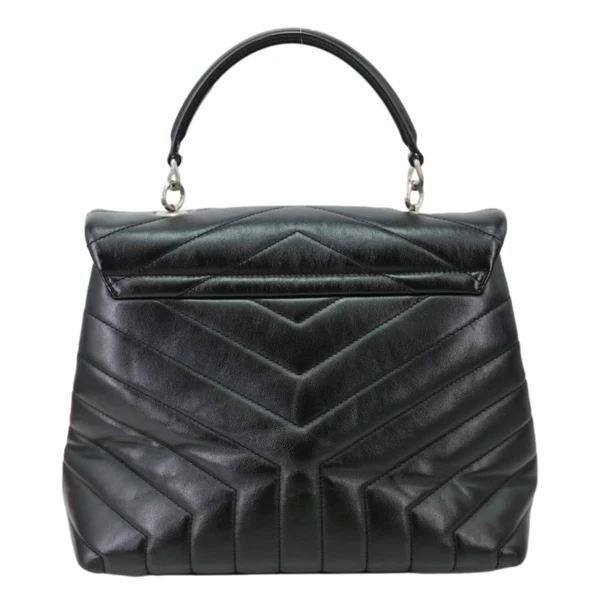 YVES SAINT LAURENT Loulou Quilted Leather Top Handle Shoulder Bag Black