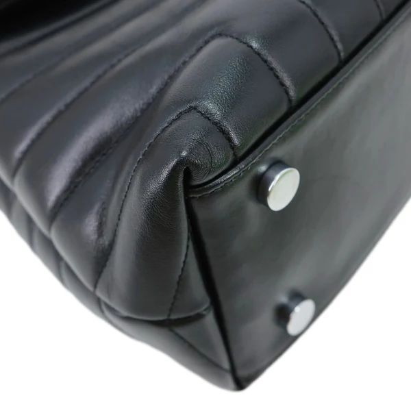 YVES SAINT LAURENT Loulou Quilted Leather Top Handle Shoulder Bag Black