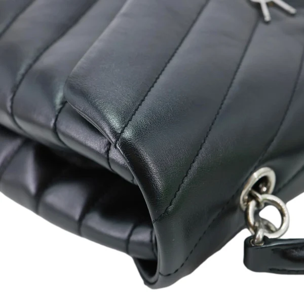 YVES SAINT LAURENT Loulou Quilted Leather Top Handle Shoulder Bag Black