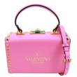 VALENTINO Garavani Rockstud Alcove Box Grainy Calfskin Leather Shoulder Bag Pink