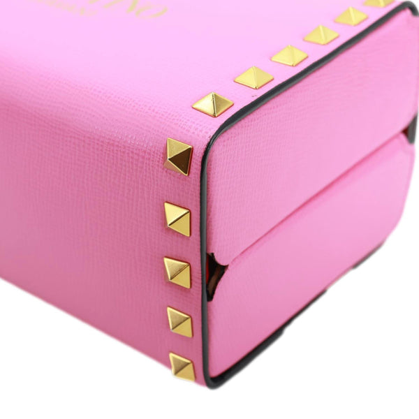 VALENTINO Garavani Rockstud Alcove Box Grainy Calfskin Leather Shoulder Bag Pink